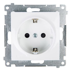 Одинарна електрична розетка Kontakt Simon Simon 54 Premium DGSZ1Z.01/11 із заземленням Schuko зі шторками (білий)