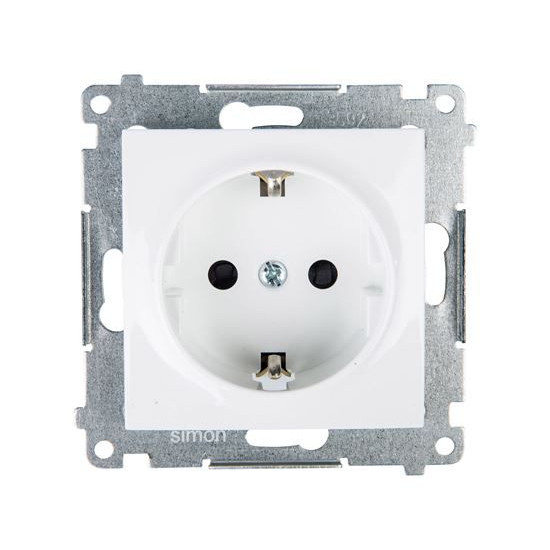 Одинарна електрична розетка Kontakt Simon Simon 54 Premium DGSZ1Z.01/11 із заземленням Schuko зі шторками (білий)