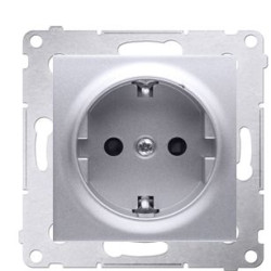 Одинарна електрична розетка Kontakt Simon Simon 54 Premium DGSZ1Z.01/43 із заземленням Schuko зі шторками (срібло)