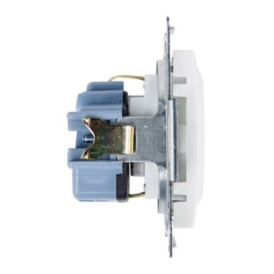 Одинарна електрична розетка Kontakt Simon Simon 54 Premium DGSZ1Z.01/43 із заземленням Schuko зі шторками (срібло)