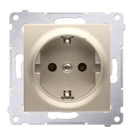 Одинарна електрична розетка Kontakt Simon Simon 54 Premium DGSZ1Z.01/44 із заземленням Schuko зі шторками (золото)