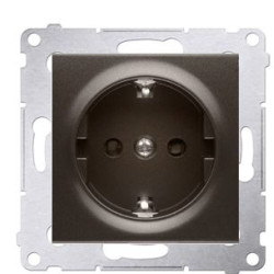 Одинарна електрична розетка Kontakt Simon Simon 54 Premium DGSZ1Z.01/46 із заземленням Schuko зі шторками (бронза)