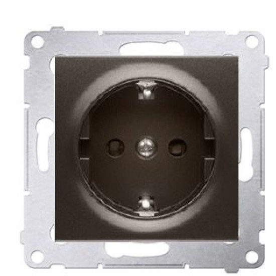 Одинарна електрична розетка Kontakt Simon Simon 54 Premium DGSZ1Z.01/46 із заземленням Schuko зі шторками (бронза)