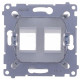 Пряма інформаційна розетка Kontakt Simon Simon 54 Premium DKP2.01/43 під 2xRJ45 Keystone із супортом (срібло)