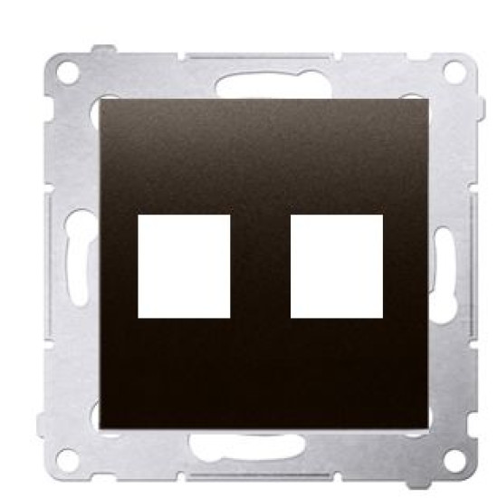 Пряма інформаційна розетка Kontakt Simon Simon 54 Premium DKP2.01/46 під 2xRJ45 Keystone із супортом (бронза)