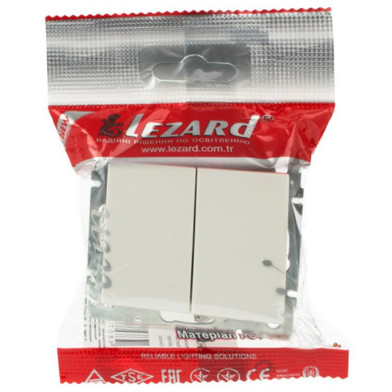 Подвійний вимикач Lezard Rain (703-0288-101) (білий)