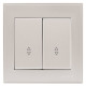 Подвійний прохідний вимикач Lezard Rain (703-3088-106) (перлово-білий перламутр)