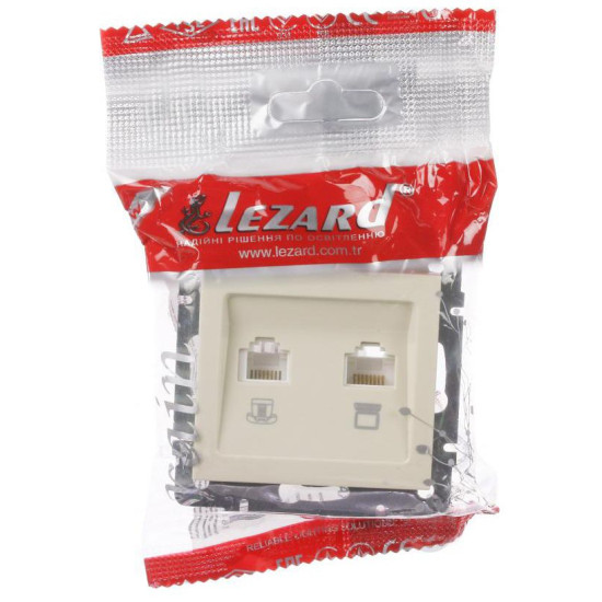 Комп'ютерно-телефонна розетка Lezard Rain (703-0388-143) (кремова)