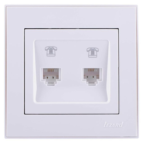 Подвійна телефонна розетка Lezard Rain (703-0288-138) (біла)