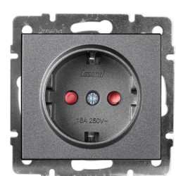 Розетка Lezard Rain (703-4288-124B) із захисними шторками із з/к ПБТ (антрацит)