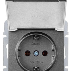 Розетка Lezard Rain (703-4288-123B) з кришкою із з/к ПБТ (антрацит)