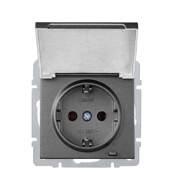 Розетка Lezard Rain (703-4288-123B) з кришкою із з/к ПБТ (антрацит)