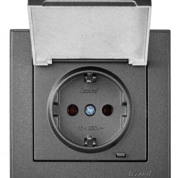 Розетка Lezard Rain (703-4288-123B) з кришкою із з/к ПБТ (антрацит)