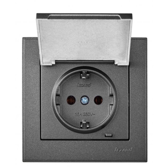Розетка Lezard Rain (703-4288-123B) з кришкою із з/к ПБТ (антрацит)