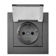 Розетка Lezard Rain (703-4288-123B) з кришкою із з/к ПБТ (антрацит)