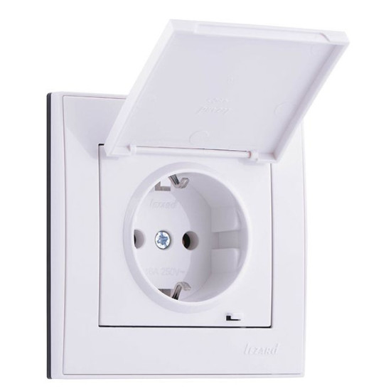 Розетка Lezard Rain (703-0288-123B) з кришкою із з/к ПБТ (біла)