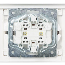 Подвійна розетка Lezard Rain (703-0225-127B) з бічною вставкою хром із з/к ПБТ (біла)