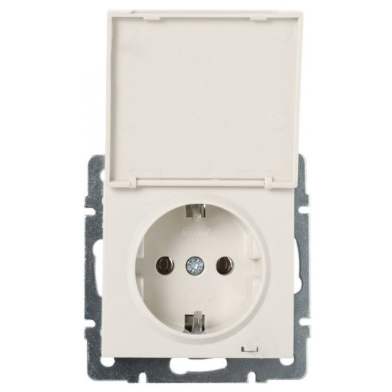 Розетка Lezard Rain (703-3088-123B) з кришкою із з/к ПБТ (перлово-білий перламутр)