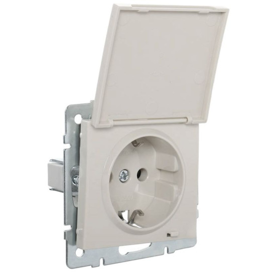 Розетка Lezard Rain (703-3088-123B) з кришкою із з/к ПБТ (перлово-білий перламутр)