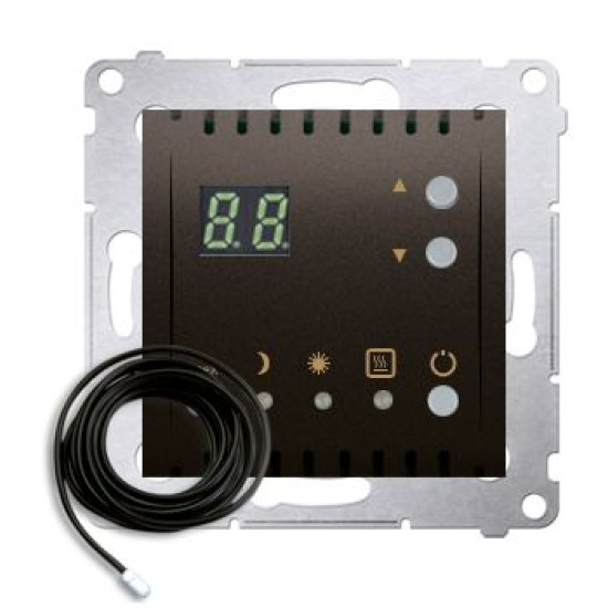 Терморегулятор для теплої підлоги Kontakt Simon Simon 54 Premium DTRNSZ.01/46 з дисплеєм та зовнішнім датчиком в комплекті (коричневий)