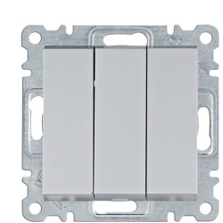 Триклавішний вимикач Hager WL0072 Lumina 10АХ/230В (сріблястий)