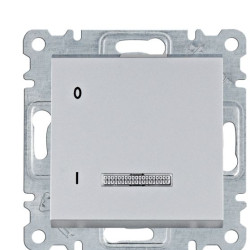 Вимикач Hager WL0612 Lumina 16А/230В з підсвічуванням (сріблястий)