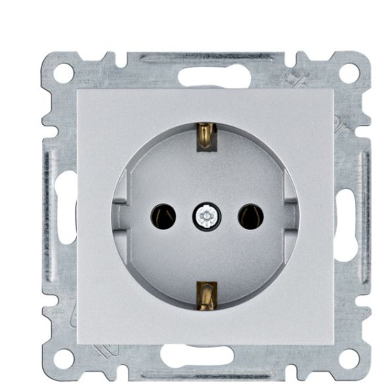 Розетка Hager WL1052 Lumina 16А/230В із з/к (срібляста)