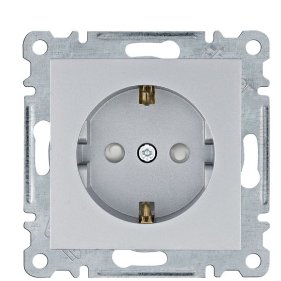 Розетка Hager WL1062 Lumina 16А/230В із з/к із захистом контактів (срібляста)
