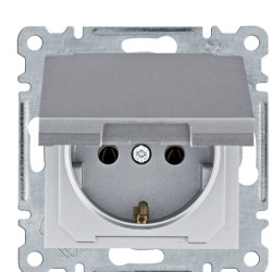 Розетка Hager WL1152 Lumina 16А/230В із з/к з кришкою (срібляста)