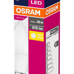 Світлодіодна лампа свічка Osram 4052899326453 VALUE B40 5Вт 470Лм 2700K E14
