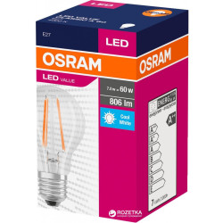 Світлодіодна лампа Osram 4058075288645 VALUE Filament A60 7Вт 806Лм 4000K E27
