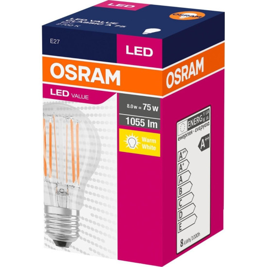 Світлодіодна лампа Osram 4058075288669 VALUE Filament A75 8Вт 1055Лм 2700K E27