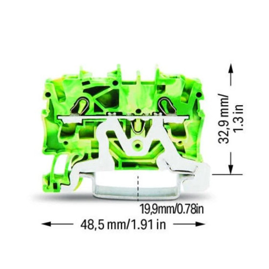 Заземлююча клема Wago 2002-1207 Topjob S 2,5 мм (жовто-зелена)