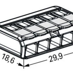5-контактна універсальна клема Wago 221-485 Ex 0,2-4мм² (прозора)