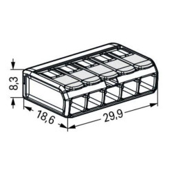 5-контактна універсальна клема Wago 221-485 Ex 0,2-4мм² (прозора)