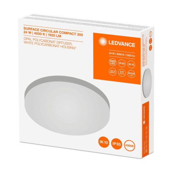 Вологозахищений світильник Osram SF Compact IK10 300 IP65 WT 24Вт 4000К (4058075062221)