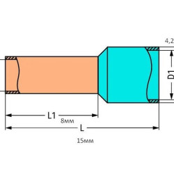 Ізольований наконечник Wago 216-205 2,08мм² 8мм