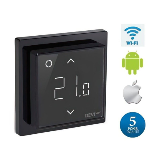 Терморегулятор Devi Smart (+5+45С) Wi-Fi 85х85мм 16A чорний (140F1143)