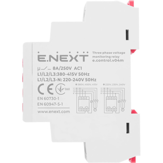 Регульоване трифазне реле контролю фаз E.Next e.control.v04m (p0690021)