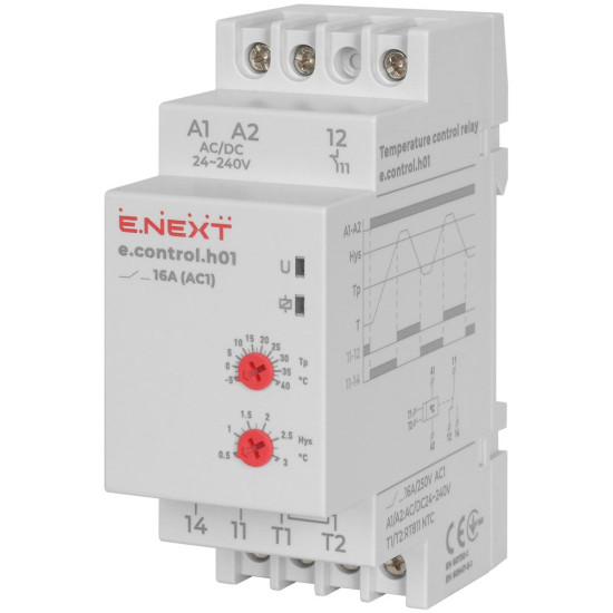 Реле контролю температури E.Next e.control.h01 16A АС/DC 24-240 -5+40°С (i0310016)