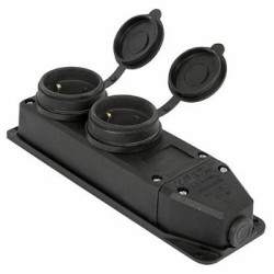 Каучукова подвійна колодка E.Next e.socket.rubber.029.2.16 16А із заземленням та захисною кришкою (s9100026)