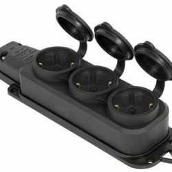 Каучукова потрійна колодка E.Next e.socket.rubber.029.3.16 16А із заземленням та захисною кришкою (s9100027)