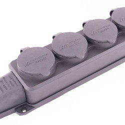 Каучукова чотиримісна колодка E.Next e.socket.rubber.029.4.16 16А із заземленням та захисною кришкою (s9100039)