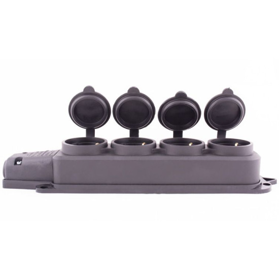 Каучукова чотиримісна колодка E.Next e.socket.rubber.029.4.16 16А із заземленням та захисною кришкою (s9100039)
