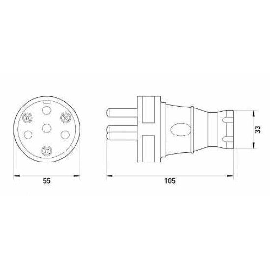 Чотирьохполюсна каучукова переносна силова вилка E.Next e.plug.rubber.030.25 25А (s9100028)