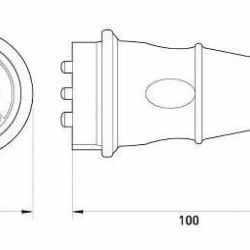 Чотирьохполюсна каучукова переносна силова вилка E.Next e.plug.rubber.060.16 16А (s9100035)
