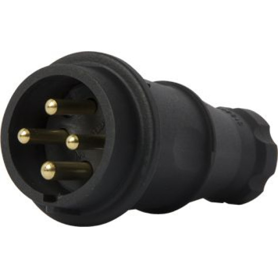 Чотирьохполюсна каучукова переносна силова вилка E.Next e.plug.rubber.060.16 16А (s9100035)