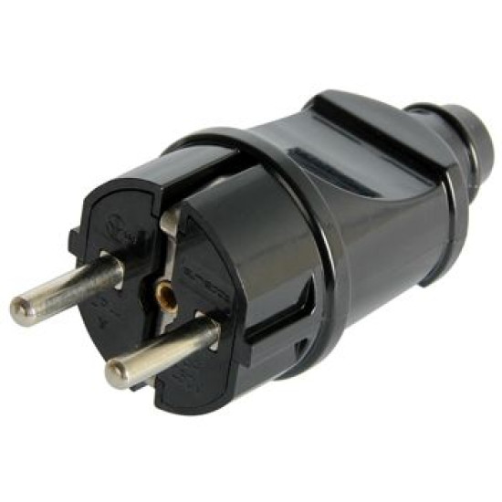 Пряма вилка E.Next e.plug.straight.004.16 16А із заземленням чорна (s9100003)