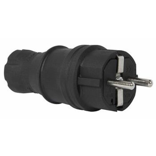 Каучукова пряма вилка E.Next e.plug.rubber.028.16 із заземленням 16А (s9100023)