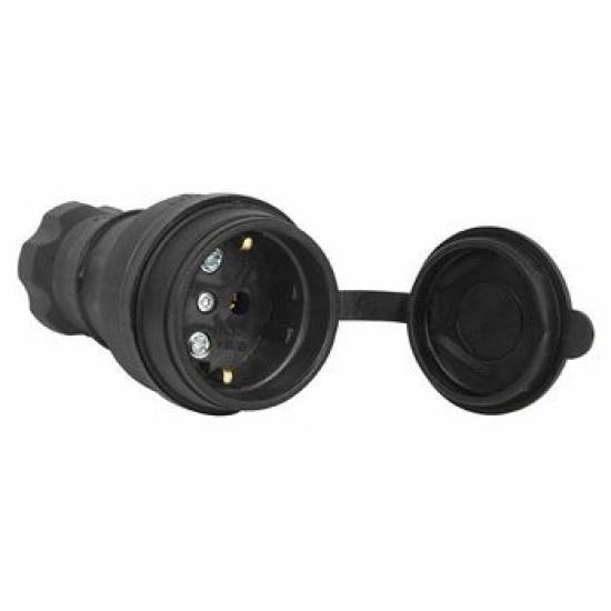 Каучукова переносна розетка E.Next e.socket.rubber.029.16 16А із заземленням та захисною кришкою (s9100024)